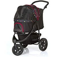 TOGfit Pet Roadster - Lujoso carrito para perros y mascotas hasta 32 kg, Ruedas grandes, altura regulable, incl. colch&oacute;n, peque&ntilde;o y plegable, color negro con puntitos