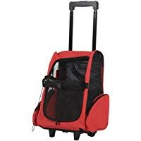 Transportin Carrito Perro 2 en 1 Mochila Carrito 35x27x49 cm Mascotas Perro Gato Rojo