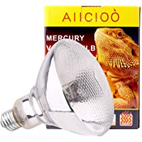 AIICIOO UVB UVA l&aacute;mpara de calor para reptiles, D3, simulaci&oacute;n de luz solar, cocido, autobalastado, mercurio, bombilla de vapor para anfibios, promueve la absorci&oacute;n de calcio de mascotas, E27 220 &ndash; 240 V (100 W, superficie de burbuja)