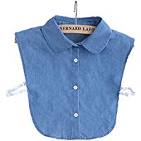 Vococal - Gasa y Camisa Mitad Falsa Mu&ntilde;eca Cuello Desmontable Camisa Blusa Cuello Falso con Bot&oacute;n Atr&aacute;s R&aacute;pido