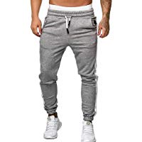 Pantalones Deportivos Hombre SUNNSEAN S&oacute;lido Apretados Pantalones Cuerda Impresos Moda C&oacute;modos para Running Ejercicios Deportes Leggings Largos Pants (01Gris, M)