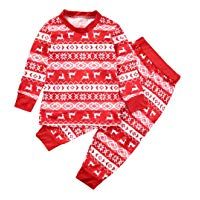 besbomig Festivo Pijamas Familia Juego para Navidad - 2 Piezas/Mono Top Manga Larga Pantalones Rayas para Traje de Casa Kids Ni&ntilde;os Ni&ntilde;as Adulto Padres-Hijos