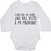 HippoWarehouse CLARO QUE SOY GUAPO &iquest;NO HAS VISTO A MI MADRINA? body manga larga bodys pijama ni&ntilde;os ni&ntilde;as unisex