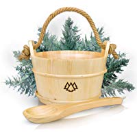 Cubo de sauna con cuchar&oacute;n de abeto 100% n&oacute;rdico + inserto, cuerda de c&aacute;&ntilde;amo - Wellness Paquete completo para tu sauna en casa - Accesorios de infusi&oacute;n de alta calidad