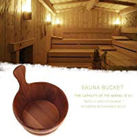 bouncevi Cubo de Sauna, Cubo de Sauna de Madera Hecho a Mano con cuchar&oacute;n, Ba&ntilde;o de Sauna Accesorios de ba&ntilde;o Natural Tinas Calientes Suministros(25 21 14 cm) Excellent