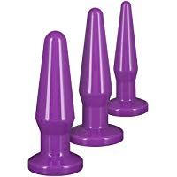 Plug Anales Hombre y Mujer de 3 Tama&ntilde;os Diferentes, Desde Principiantes Hasta Experimentados, Plugs de Color Morado de Forma C&oacute;nica y F&aacute;cil Inserci&oacute;n, Hechos En PVC BodySafe, De Toy Joy