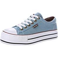 Renben Chicas Mujer Cl&aacute;sico Plataforma Tal&oacute;n de Cu&ntilde;a Baja Lona Zapatillas Moda Cord&oacute;n Espadrilla Zapatos