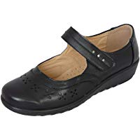 Zapatos Merceditas para Mujeres Merceditas Mujer con Tac&oacute;n de Cu&ntilde;a Bajo - Cuero Sint&eacute;tico - Negro