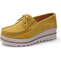Z.SUO Mujer Mocasines de Cuero Gamuza Moda Loafers Casual Zapatos
