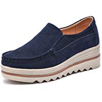 Mujer Mocasines Plataforma Casual Loafers Primavera Verano Zapatos de Cu&ntilde;a 5cm Negro Azul Caqui 35-42