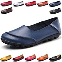 Hishoes Mocas&iacute;n de Cuero Mujer Loafers C&oacute;modo y Antideslizante Barco Zapatos para Mujer Zapatos de Conducci&oacute;n