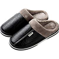 Zapatillas de Estar por casa para Mujer Impermeables de PU Pantuflas T&eacute;rmicos de Invierno Suave Algod&oacute;n Casa Zapatos C&oacute;modo Y Antideslizante