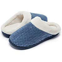 Kuako Zapatillas de Estar por casa con Forro de vell&oacute;n para Mujer Antideslizantes Espuma de Memoria para Interiores Zapatos c&aacute;lidos acogedores de la casa