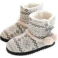 TQGOLD&reg; Zapatillas de Estar por Casa Mujer Bota Pantuflas Cerradas Invierno Interior Antideslizante Suaves Peluche Bootie