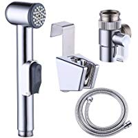 KES LP900+PV10 Alcachofa para lavabo con agua caliente del bid&eacute;, adaptador de lat&oacute;n, manguera de acero inoxidable de 149,86 cm, cromado pulido