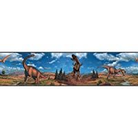 RoomMates - Cenefa (12,8 cm x 4,5 m), dise&ntilde;o de dinosaurios