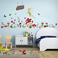 ufengke Pegatinas De Pared Flores Hada Vinilos Adhesivos Pared Casa de Hongo para Dormitorio Habitaci&oacute;n Infantiles Beb&eacute;s Ni&ntilde;as