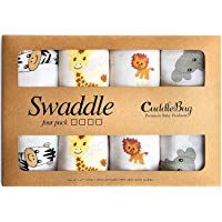 😴 Mantas de Muselina Unisex CuddleBug | 🤱Paquete de 4 | Disponible en 5 Colecciones | Sabanas de Envolver, Sabanas Cuna Bebe, Pa&ntilde;os de Algodon 100% Muselinas Infantil, Bebes | Tama&ntilde;o Grande 120x120cm | Multiuso Mantas Suaves de Lactancia, Pa&ntilde;o de Arrullar, Sabana Encimera