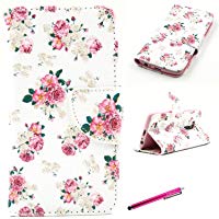 L70 caso, patr&oacute;n Floral JCmax pixfab Flodable Premium Funda PU [con] y tarjetero para LG L70, l&aacute;piz con, A -Rose, LG G3