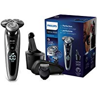 Philips Serie 9000 S9711/32 - M&aacute;quina de afeitar con cabezales de 8 direcciones, seco/h&uacute;medo, 3 modos y sistema de limpieza SmartClean, incluye perfilador de barba y funda de viaje, plata