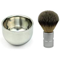 PIXNOR pelo de tej&oacute;n brocha de afeitar con doble capa cuenco de afeitado de acero inoxidable Set