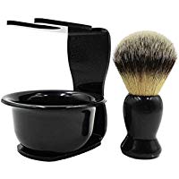 CINEEN 3 en 1 Cepillo de Afeitar Sostenedor de Afeitado Taz&oacute;n Taza para Organizador Maquinilla de Afeitar Decoraci&oacute;n de Ba&ntilde;o Set de Afeitar Negro