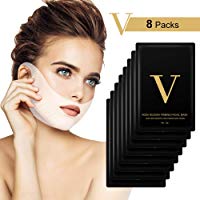 M&aacute;scara V Line, HailiCare 8 Pcs Mascarilla Reafirmante Facial, 4D Cara Doble Con Forma V Oreja Colgada Pasta Hidrogel M&aacute;scara, Mascarilla hidratante reafirmante de contorno