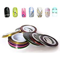 Haodou 32 colores/set cinta de U&ntilde;as l&iacute;nea de cinta de colores mezclados para la decoraci&oacute;n de u&ntilde;as rollo de rayas