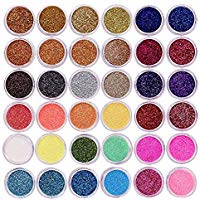 Meicailin 48 colores polvo para u&ntilde;as purpurina brillos decoraci&oacute;n 3d glitter nail art manicura