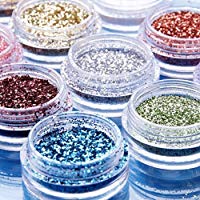 Rocita Set de Polvo de U&ntilde;as,Polvo del Brillo de Arte Nail Art Brillo de la Decoraci&oacute;n Maquillaje de U&ntilde;as Pintura de DIY en Diversos 12 Colores