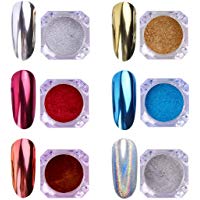 AIMEILI 6 colors Polvo Acrilico Para U&ntilde;as Esmalte U&ntilde;as Efecto Espejo Arte de U&ntilde;as Cromo Pigmento Hologr&aacute;fica Manicura Decoraci&oacute;n Chrome Laser Rainbow Camale&oacute;n U&ntilde;as Mirror Nail Glitter Powder