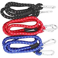 com-four&reg; Juego de 3 Gomas de tensi&oacute;n con 2 mosquetones, 80 cm, Pinzas de Equipaje