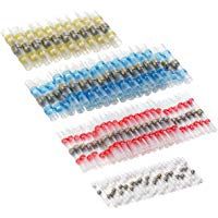 CACHOR 100PCS Soldadura Sello de alambre Conector, Termocontra&iacute;ble Terminales el&eacute;ctricos Aislados Marino Impermeable Automotriz Conectores de cobre con Funda (35Red 30Blue 25White 10Yellow)