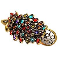 Retro Ladies Vintage colorido Rhinestone pasador para de pavo real con lazo