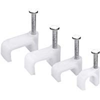 Grapas para Cables, Clips de cable Abrazaderas de administraci&oacute;n de cables dom&eacute;sticos 6 mm 7 mm 8 mm 10 mm U-Clip y Screw Surtido de 400 piezas Blanco