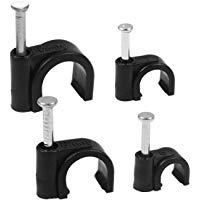 Grapas para Cables, Clips de cable Abrazaderas de administraci&oacute;n de cables dom&eacute;sticos 6 mm 7 mm 8 mm 10 mm U-Clip y Screw Surtido de 400 piezas Negro