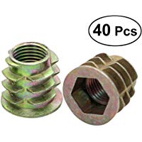 Hemobllo 40 piezas de inserci&oacute;n roscada Muebles Tornillo de tuerca de aleaci&oacute;n de zinc perno Conector de sujeci&oacute;n Hexagonal Unidad de z&oacute;calo para muebles de madera Tablero de fibra de madera de pino