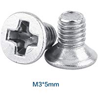 100Pcs M3 Tornillos de Cabeza Philips Torni&ntilde;lls de Cabeza Plana Tornillos de Cabeza Cruz de Acero Inoxidable SS304 Hilo Completo(M3&times;5mm)