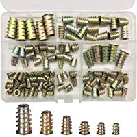ESDInCtl 100 Piezas de Tornillo de Socket Hexagonal de Mueble de Aleaci&oacute;n Zinc M4/ M5/ M6/ M8/ M10 Insertos de Rosca Kit de Herramienta de Surtido de Tuercas para Mueble de Madera