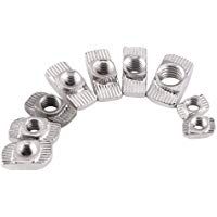 50pcs M4, M5, M6, M8 Tuercas de Cabeza de Martillo Tuercas de T-ranura Tuercas de Carredera en T Tuercas de Acero de Carbono Tuercas Recubiertas de Zinc de Est&aacute;ndar Europeo(EU20-M5 &times; 10 &times; 6)