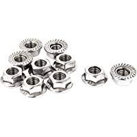 Hexagonales tuercas de brida - SODIAL(R) tuercas de 8 mm de altura de rosca M8 de acero inoxidable con filo de sierra hexagonales tuercas de la brida 10 piezas
