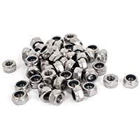 Tuercas de bloqueo hexagonales - TOOGOO(R) M6 x 1mm Tuercas de bloqueo hexagonales insercion de nylon bloqueo de nylon de acero inoxidable 304 50pzs
