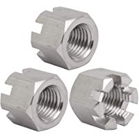 3pcs M16x2mm Tuerca hexagonal ranurada tono Plata de acero inoxidable 304