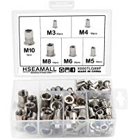 HSeaMall 165 UNIDS remache rosca de acero inoxidable herramienta plana remache roscado Nutsert Cap Surtido kit M3 M4 M5 M6 M8 tipos M10 (6 Types 165PCS)