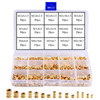 KINDPMA 330Pcs Kit de Surtido de Rosca Hembra Tuercas Moleteadas Moldeo M2 M3 M4 M5 Tuerca Moleteada Lat&oacute;n Roscado Redondo Insertar para Conectar Piezas Impresora 3D
