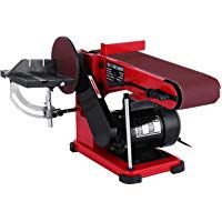 Tecmaqui Lijadora Combinada de Banda y Disco Lijadora de Banda con Cintur&oacute;n de 10X91CM y Rueda Pulidora de 15CM M&aacute;quina para Lijar con Banda Ajustable y Mesa de Lijado