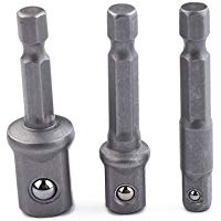 BESTOMZ Adaptador de enchufe de 3 piezas Conjunto de conector de extensi&oacute;n de enchufe cuadrado de 1/4"3/8" 1/2"Adaptador de broca de alimentaci&oacute;n (corto)