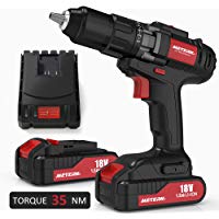 Taladro Bater&iacute;a 18V, Meterk Taladro Atornillador 35N.m Par M&aacute;ximo, Destornillador El&eacute;ctrico 21+1 Ajustes de Par, 1H Carga R&aacute;pida, 2 Bater&iacute;as 1.5 Ah, 13mm Mandril Autom&aacute;tica-MKCD01