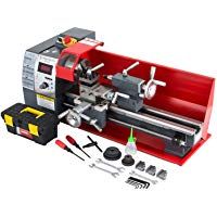 Cueffer Torno de Metal 7 x 12 Pulgadas/8 x 16 Pulgadas Mini Torno de Metal de Precisi&oacute;n 2500 RPM 600W/750W Mini Torno de Metal Torno de Trabajo de Metal Fresadora de Metal (750W 8 x 16 Pulgadas Rojo)