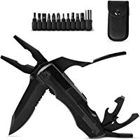 YISSVIC 19 en 1 Plegables Alicates Multi de la Herramienta Multiherramienta de Acero Inoxidable Navaja Suiza Alicate Destornillador Herramienta Multifuncional Negro